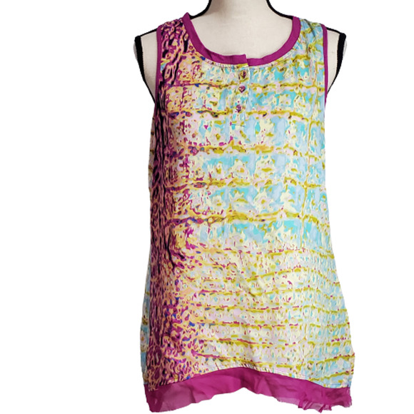 Simply Vera Vera Wang Sheer Multicolor Sleeveless Top Size Medium - Picture 1 of 6